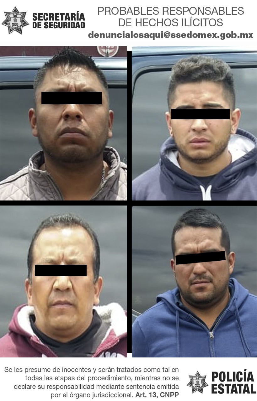 Secretaría de Seguridad del Estado de México localiza vehículo de carga robado y detiene a cuatro posibles implicados