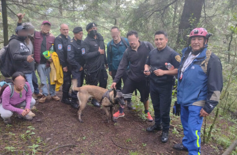 Policías y paramédicos de la SSC, auxiliaron a dos hombres y su perro, quienes se extraviaron en el parque los Dinamos