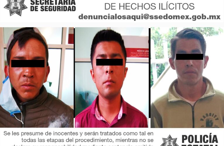 Detiene secretaría de seguridad a tres probables responsables de delitos contra la salud