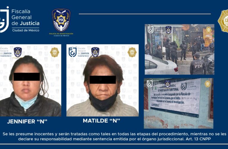 Catean FGJ y SSC en Coyoacán; aseguran diversas dosis de lo que podrían ser drogas y detienen a dos mujeres