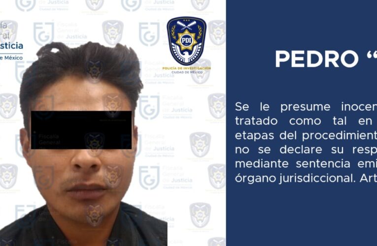 Aprehende FGJCDMX a un hombre, por su probable participación en el delito violación