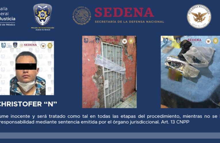 En cateo conjunto, FGJ y SSC, ambas de la ciudad de México, aseguran posible droga y detienen a una persona