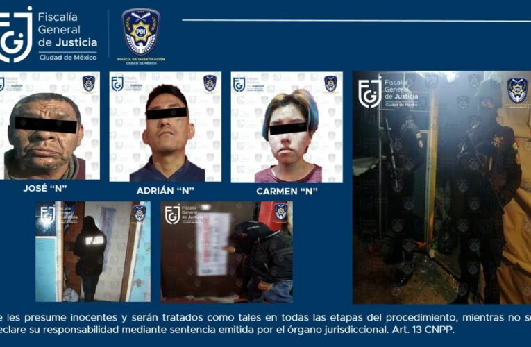 Catea FGJCDMX dos predios en Miguel Hidalgo y asegura posible enervante; detiene a una mujer y dos hombres