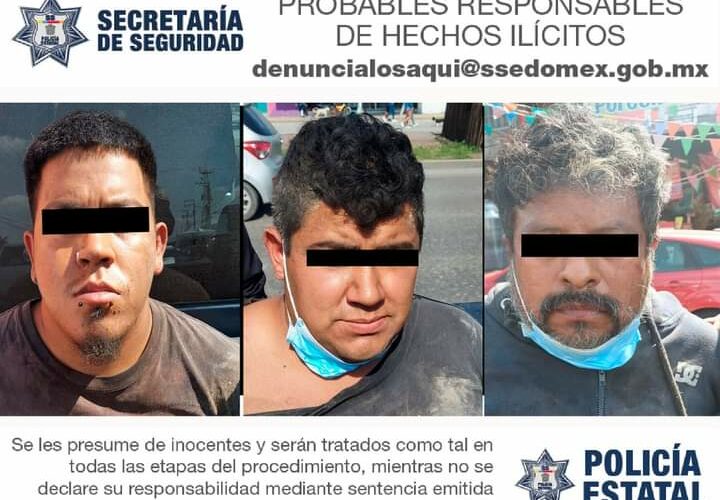 En Ecatepec la policía estatal detiene a probables responsables de robar y desmantelar vehículos