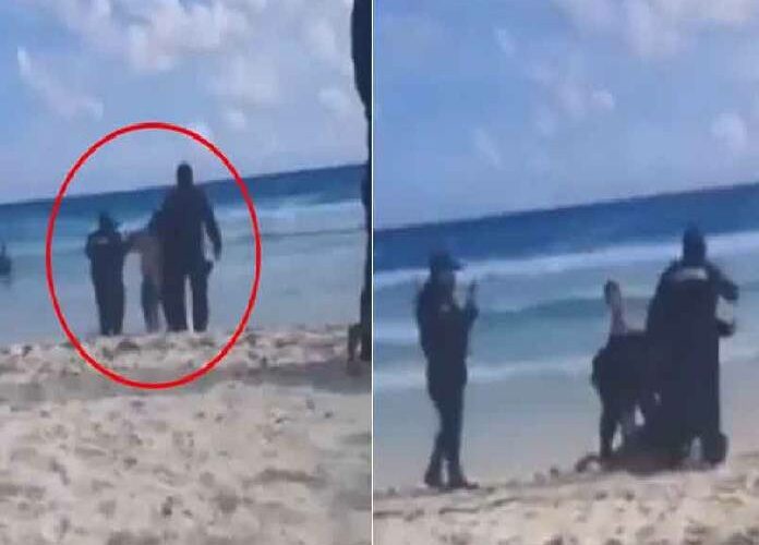 (Video) Policías someten a hombre que paseaba a su perro