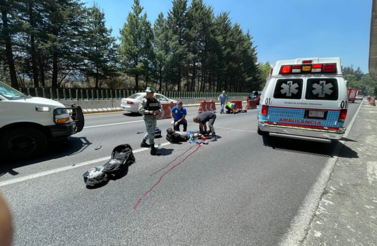 Fuerte accidente de moto en la México Toluca