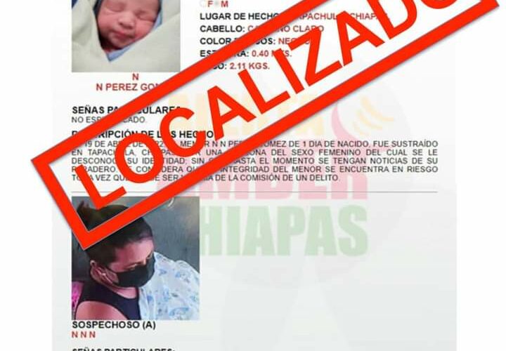 Localizan a la bebe robada en Tapachula