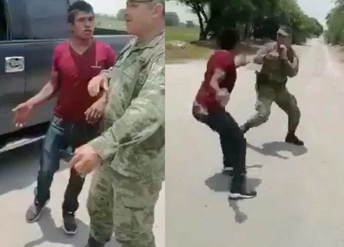 ”Háblale a la banda” Hombre enfrenta a militares con una piedra