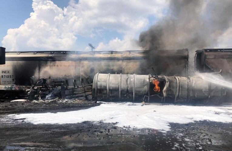 Explosión de pipa tras choque con el tren en El Olmo