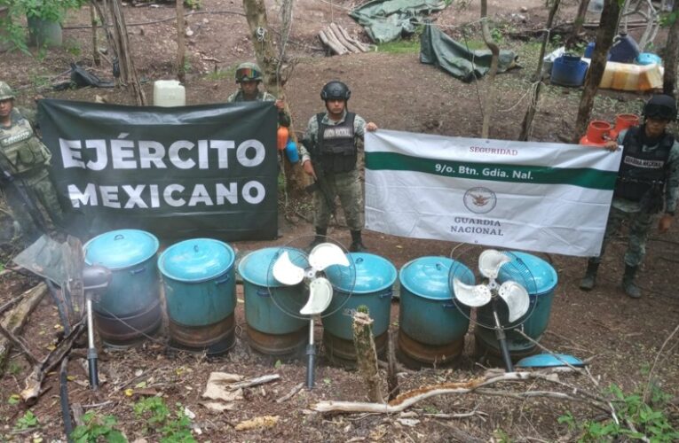 Ejército Mexicano y Guardia Nacional en operación conjunta localizan tres laboratorios clandestinos en Sinaloa