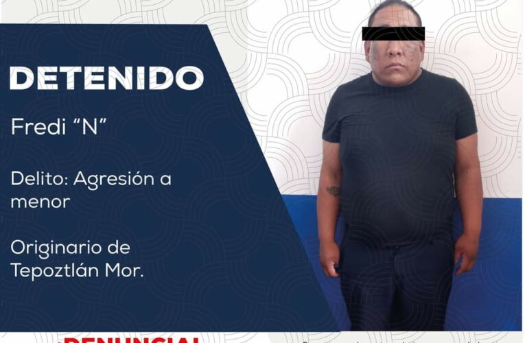 Video.- Detienen a Fredy “N” quién habría golpeado a una niña en Morelos