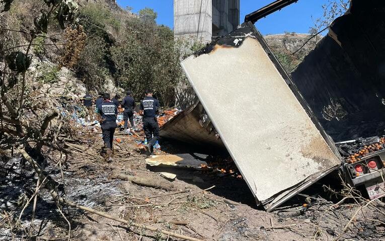 Conductor fallece en incendio tras desbarrancarse