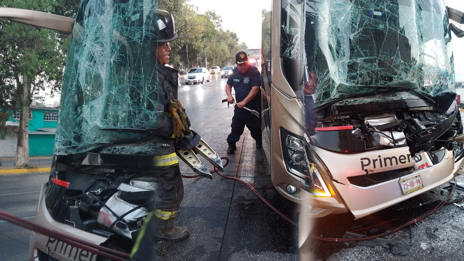 Choque entre tráiler y autobús en Tlalnepantla deja múltiples heridos