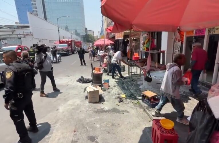 Flamazo en puesto de carnitas en la colonia centro de la Alcaldía Cuauhtémoc