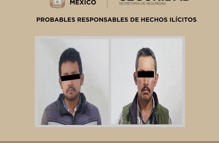 SECRETARÍA DE SEGURIDAD DEL EDOMEX DETIENE A DOS POSIBLES RESPONSABLES DE TENTATIVA DE HOMICIDIO