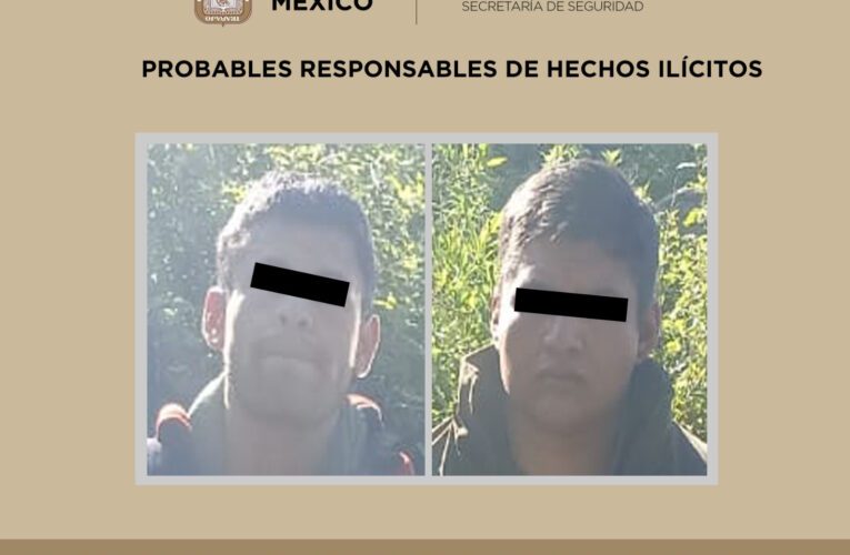 OPERATIVO DE LA SSEM PERMITE DETENER A DOS PROBABLES IMPLICADOS EN LOS DELITOS DE SECUESTRO EXPRÉS Y PORTACIÓN DE ARMA DE USO EXCLUSIVO DEL EJÉRCITO