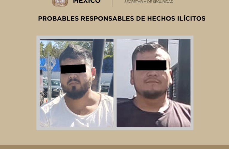 DURANTE OPERATIVO, EFECTIVOS DE LA SSEM DETIENEN A DOS PROBABLES RESPONSABLES DEL DELITO DE PORTACIÓN DE ARMA DE FUEGO