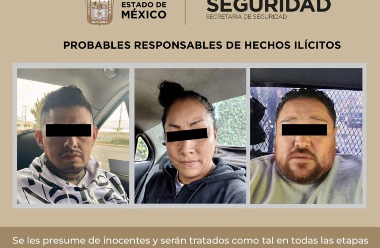 TRABAJO DE INVESTIGACIÓN PERMITE A LA SECRETARÍA DE SEGURIDAD DEL EDOMEX DETENER A TRES POSIBLES INTEGRANTES DE UNA CÉLULA DELICTIVA