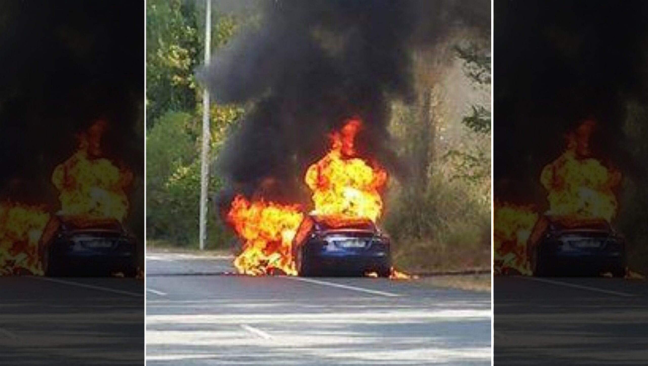 Tesla se estrella e incendia en Francia, deja 4 muertos