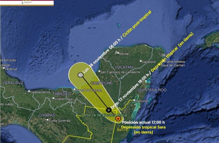 La tormenta tropical Sara se degrada a depresión tropical, la CNPC invita a mantenerse informado y a no a bajar la guardia