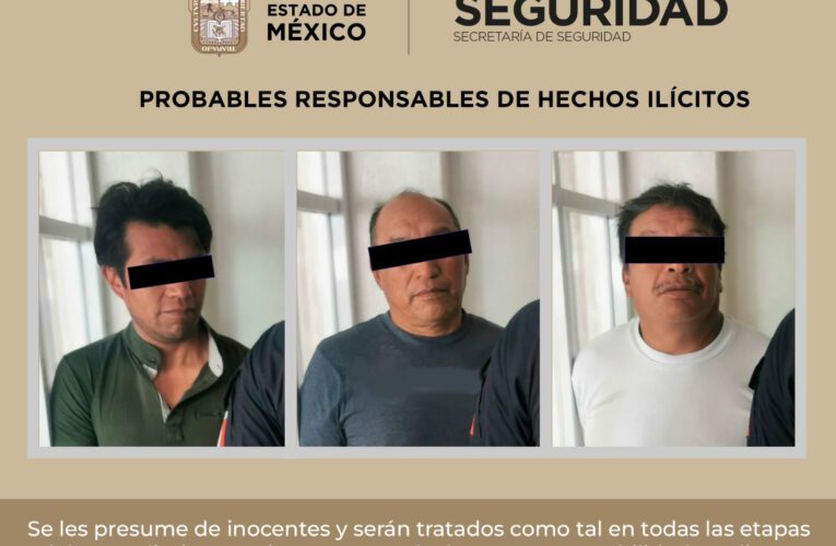 EN ATENCIÓN A DIVERSAS DENUNCIAS, SECRETARÍA DE SEGURIDAD DEL EDOMEX DETIENE A TRES PROBABLES EXTORSIONADORES