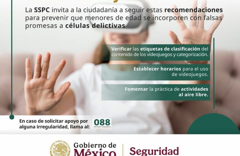 LA SSPC ALERTA SOBRE EL USO DE VIDEOJUEGOS POR GRUPOS DELICTIVOS PARA EL RECLUTAMIENTO DE JÓVENES
