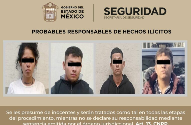 SECRETARÍA DE SEGURIDAD DEL EDOMEX DETIENE A CUATRO PERSONAS POSIBLES IMPLICADAS EN EL DELITO DE PORTACIÓN ILEGAL DE ARMA DE FUEGO