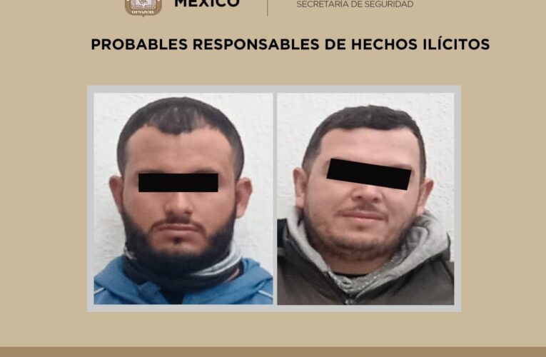 DOS HOMBRES FUERON DETENIDOS POR ELEMENTOS DE LA SECRETARÍA DE SEGURIDAD DEL EDOMEX Y POLICÍA MUNICIPAL POR EL PROBABLE DELITO DE COHECHO