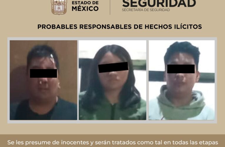 ALERTAMIENTO PERMITE A PERSONAL DE LA SSEM Y DE LA POLICÍA MUNICIPAL, DETENER A TRES PERSONAS PROBABLES IMPLICADAS EN LOS DELITOS DE ATAQUE PELIGROSO, PORTACIÓN DE ARMA DE FUEGO Y PROHIBIDA