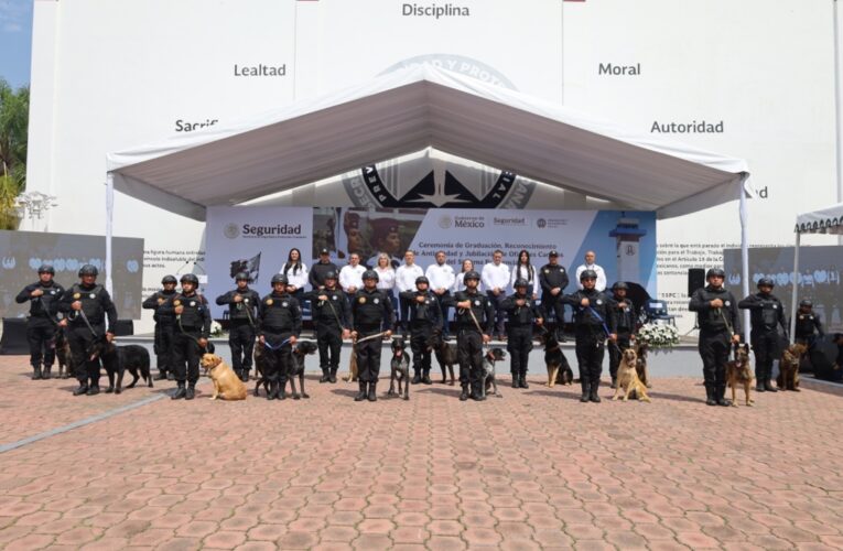 EN EMOTIVA CEREMONIA SE JUBILAN Y DAN EN ADOPCIÓN A 16 OFICIALES CANINOS DE PREVENCIÓN Y REINSERCIÓN SOCIAL