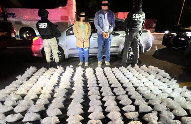 DOS PERSONAS QUE TRANSPORTABAN 215 BOLSAS CON METANFETAMINA FUERON DETENIDAS EN SINALOA
