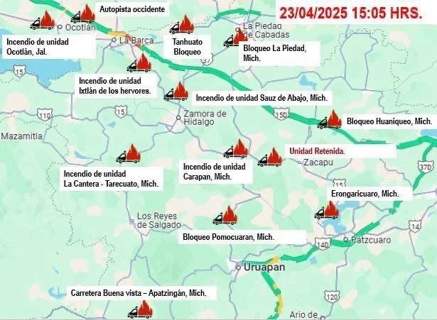 bloqueos Jalisco Guanajuato Michoacán