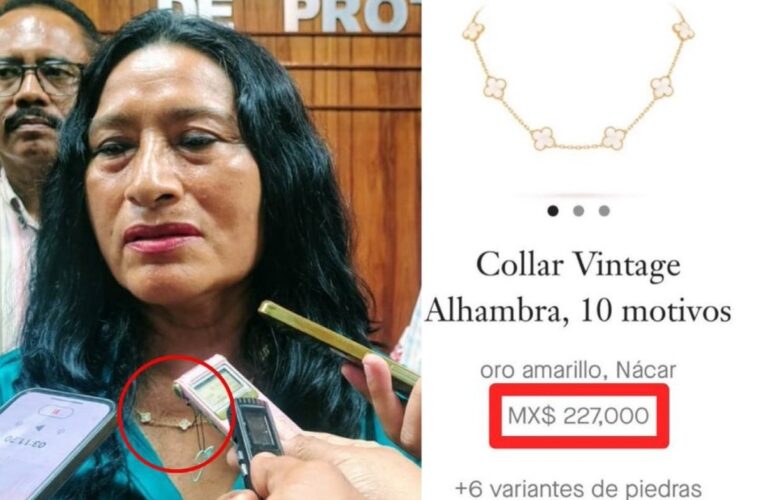 Alcaldesa presume collar de más de 200 mil pesos mientras Acapulco sigue en ruinas