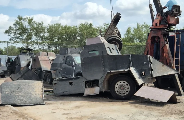 FGR destruye 23 vehículos blindados, conocidos como “monstruos”, en Tamaulipas