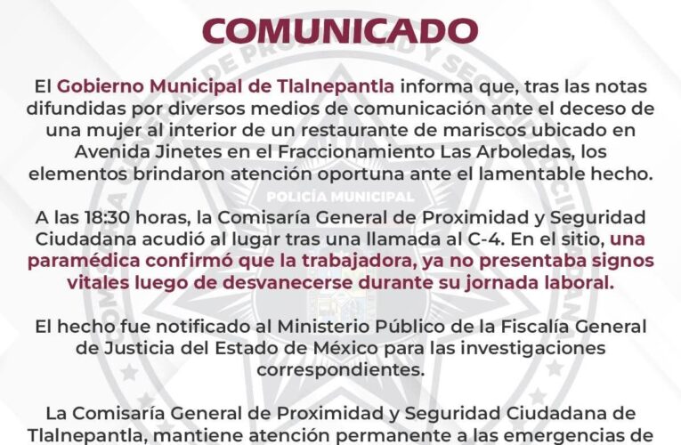 Gobierno de Tlalnepantla aclara muerte en restaurante de mariscos, ¿qué ocurrió?