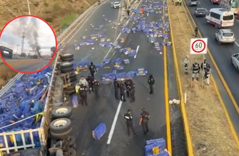 Volcadura de tráiler en la carretera Texcoco–Calpulalpan en Edoméx paraliza tránsito