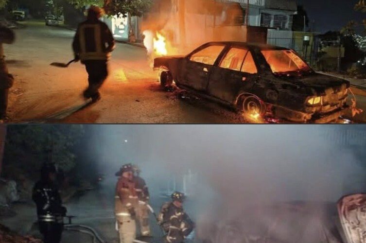 ¡INFIERNO EN ACAPULCO! QUEMAN TAXI EN COSTA AZUL