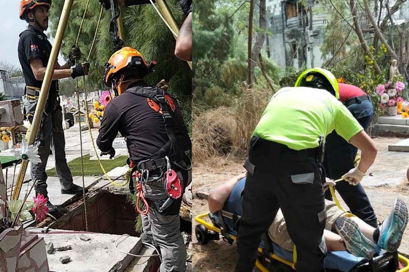 Hombre cae a tumba en Monterrey