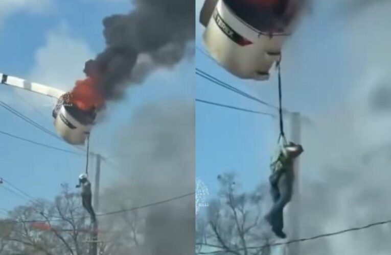 VIDEO | Trabajador queda colgando de camión en llamas en Baton Rouge