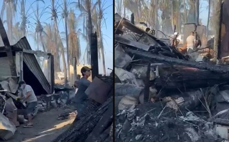 Incendio arrasa con cabañas y restaurantes en Puerto Escondido; reportan fuertes pérdidas en Punta Zicatela