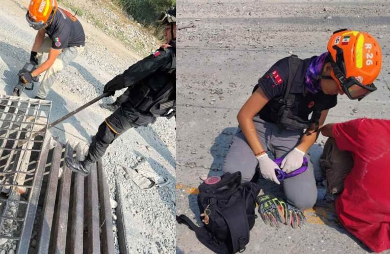 ¡Momentos de angustia! Abuelito entra a alcantarilla para huir de perseguidores y queda atrapado