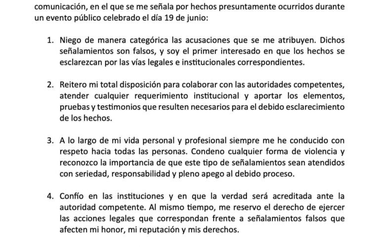 Secretario del Ayuntamiento de Toluca niega acusaciones tras presunto abuso