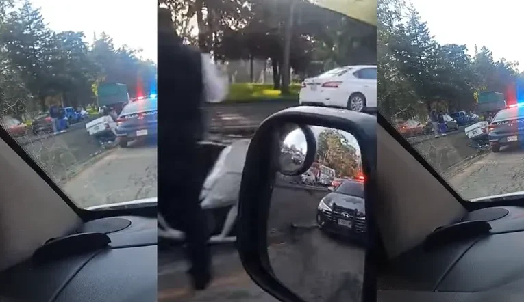 Reportan aparatosa volcadura de automóvil en la carretera Toluca-Atlacomulco
