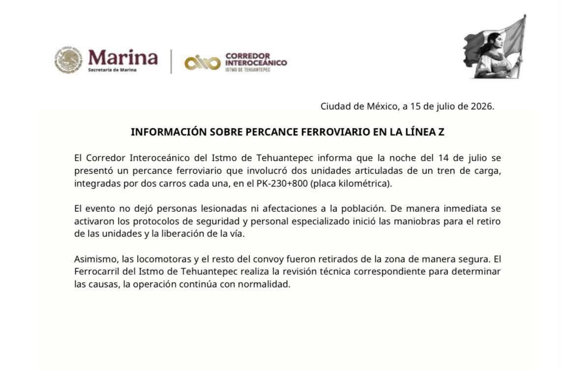 descarrilamiento Tren Interoceánico Oaxaca