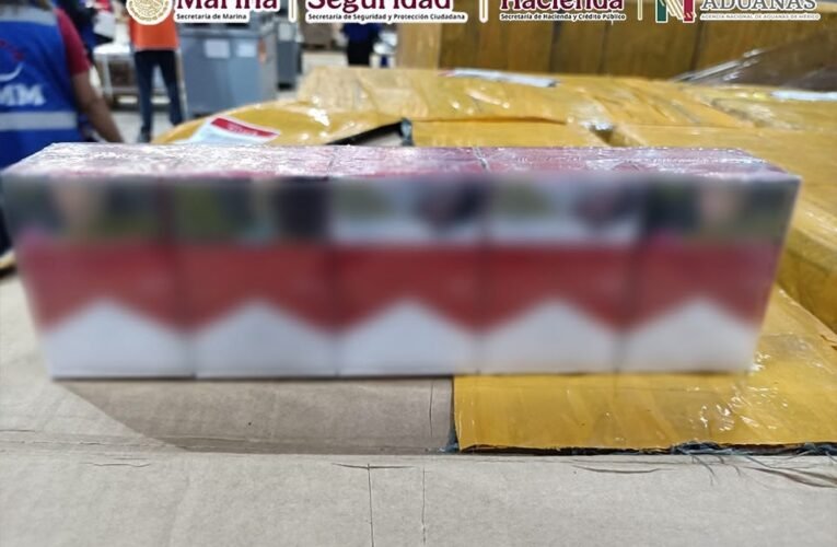 Golpe al contrabando: Aseguran 2.8 millones de cigarros ilegales en el AICM procedentes de Asia