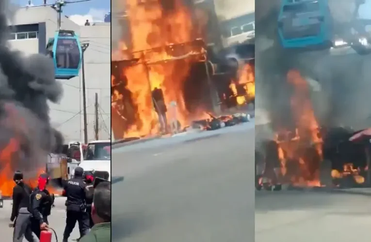 Fuga de gas provoca fuerte explosión e incendio en paradero de Santa Marta, Iztapalapa 