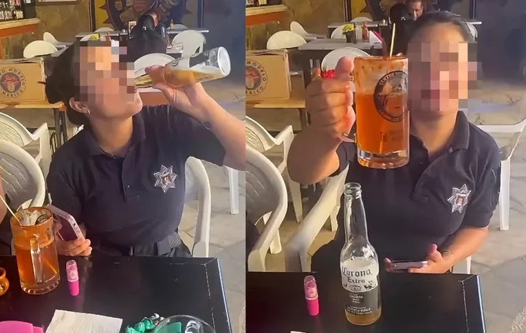 Policía de Oaxaca es investigada por beber cerveza mientras portaba el uniforme
