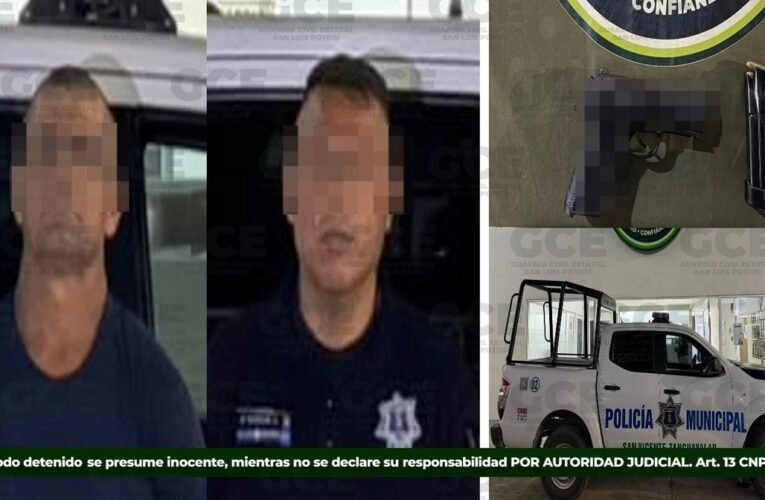 ¡Cayeron por halcones! Atrapan a policías armados de San Vicente Tancuayalab, SLP