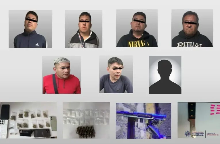 ¡Cae banda armada en Neza! Detienen a 14 con pistolas, drogas y un inhibidor de señal